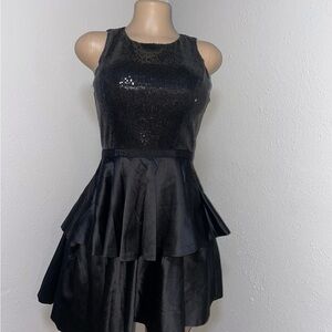 Armani Exchange Black Halter Tiered Cocktail Dress